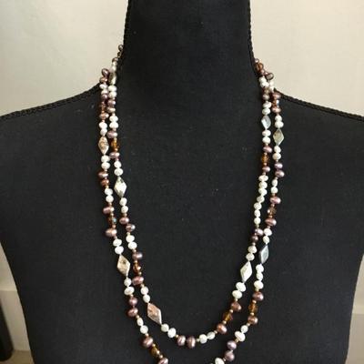 Gorgeous, genuine, pearl double strand necklace with her clasp