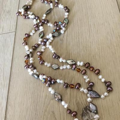 Gorgeous, genuine, pearl double strand necklace with her clasp
