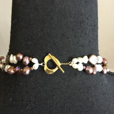 Gorgeous, genuine, pearl double strand necklace with her clasp