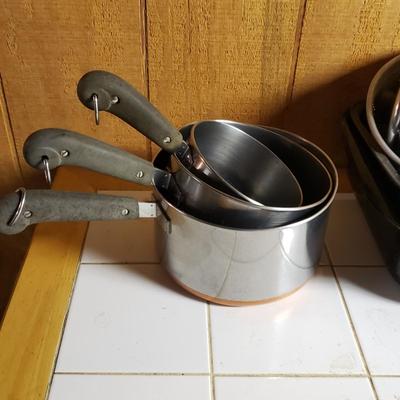 LOT 157B: Assorted Pots & Pans; Revere Ware Copper Bottom & More