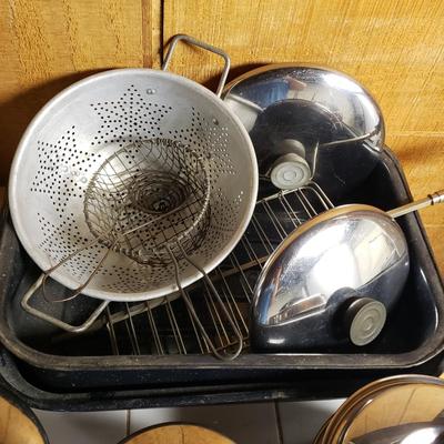 LOT 157B: Assorted Pots & Pans; Revere Ware Copper Bottom & More