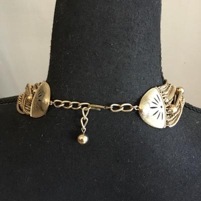 Gorgeous, mid-century, multi strand layered gold tone, statement necklace very good condition very beautiful very nice