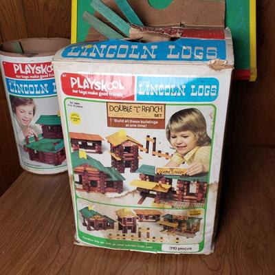 LOT 160L: Vintage Playskool, Tinkertoys, Lincoln Logs