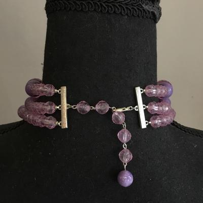 Coro vintage chunky beaded, three strand choker statement necklace