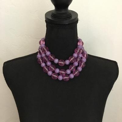 Coro vintage chunky beaded, three strand choker statement necklace