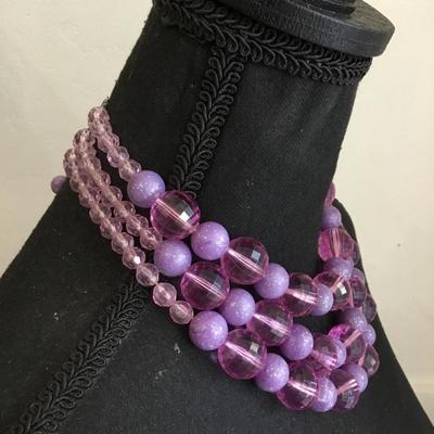 Coro vintage chunky beaded, three strand choker statement necklace
