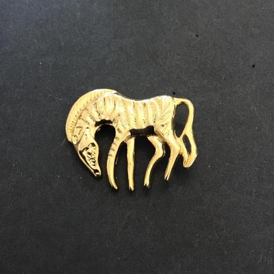 Gold tone, zebra lapel pin