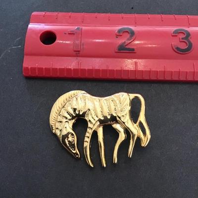 Gold tone, zebra lapel pin