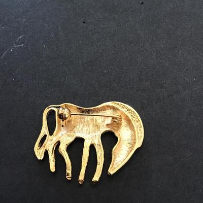 Gold tone, zebra lapel pin
