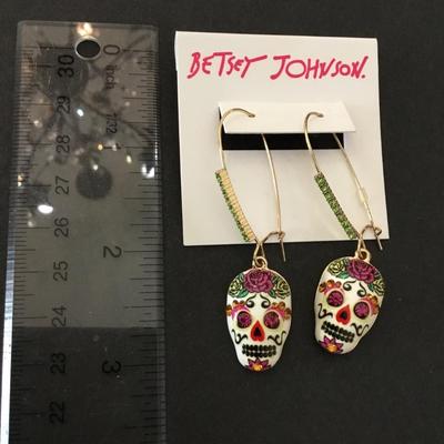 Betsey, Johnson, sugar skull drop earrings