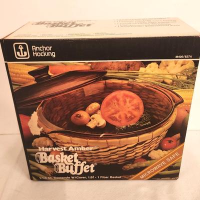 Lot #52 Vintage Anchor Hocking Harvest Amber 1.5 Quart Casserole Dish - New in Box