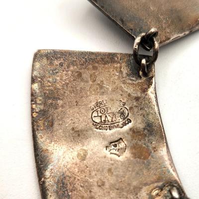 Lot #53 WOW! Aztec-Inspired Sterling Jewelry Set c. 1950 by Mexican Artist Gerardo Lopez - signed