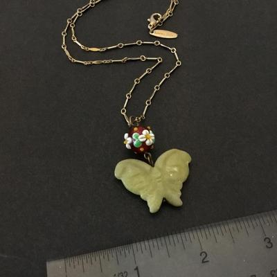 Lenora dame gorgeous, vintage, necklace, butterfly jade type stone