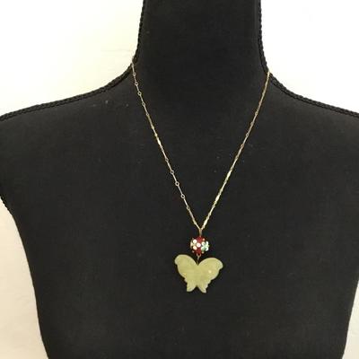 Lenora dame gorgeous, vintage, necklace, butterfly jade type stone