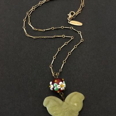 Lenora dame gorgeous, vintage, necklace, butterfly jade type stone