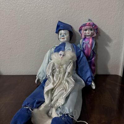 Vintage porcelain clowns.