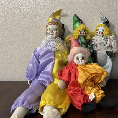 Vintage porcelain clowns.