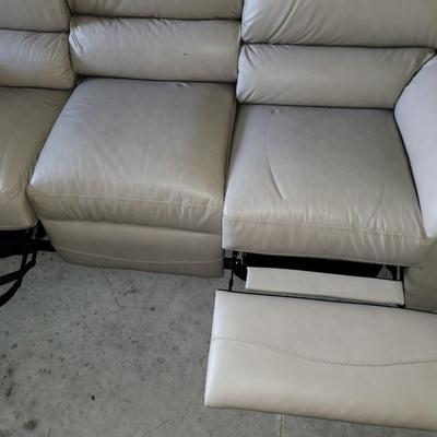 Sale Photo Thumbnail #639: About 88" wide amd a seat height of 19". It had some cardboard boxes sitting on it and those are the seat marks. Looks almost new and the leather seems to be perfect.