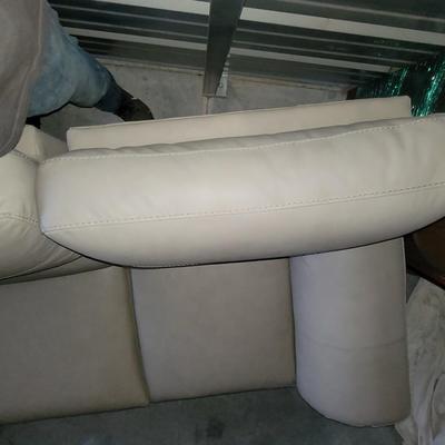 Sale Photo Thumbnail #644: About 88" wide amd a seat height of 19". It had some cardboard boxes sitting on it and those are the seat marks. Looks almost new and the leather seems to be perfect.