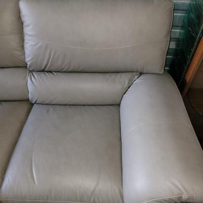 Sale Photo Thumbnail #636: About 88" wide amd a seat height of 19". It had some cardboard boxes sitting on it and those are the seat marks. Looks almost new and the leather seems to be perfect.