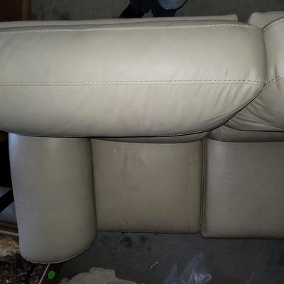 Sale Photo Thumbnail #646: About 88" wide amd a seat height of 19". It had some cardboard boxes sitting on it and those are the seat marks. Looks almost new and the leather seems to be perfect.