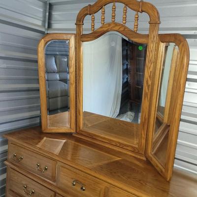 Sale Photo Thumbnail #648: Measures 67" wide, 19" deep and 35" tall but the mirror 49" tall and about 51" wide.