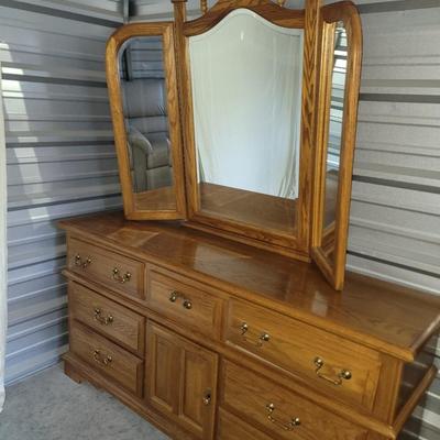 Sale Photo Thumbnail #647: Measures 67" wide, 19" deep and 35" tall but the mirror 49" tall and about 51" wide.