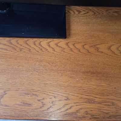Sale Photo Thumbnail #662: In perfect condition, tv does not come with it. 62" wide, 20" deep and 36" tall, glass has rain pattern, super nice piece.