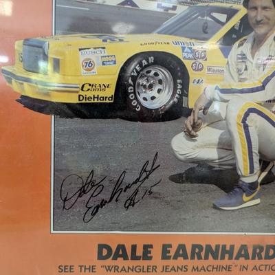 Sale Photo Thumbnail #1257: Dale Earnhardt "Here Comes Wrangler" 22" Poster Busch Southern 500 1982 EX