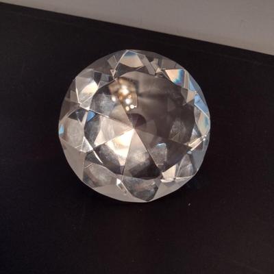 Diamond Shaped Glass Paperweight- Approx 3" in Diameter