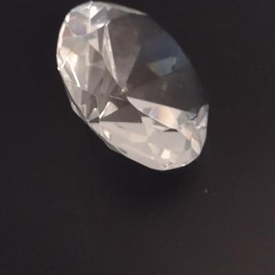Diamond Shaped Glass Paperweight- Approx 3" in Diameter