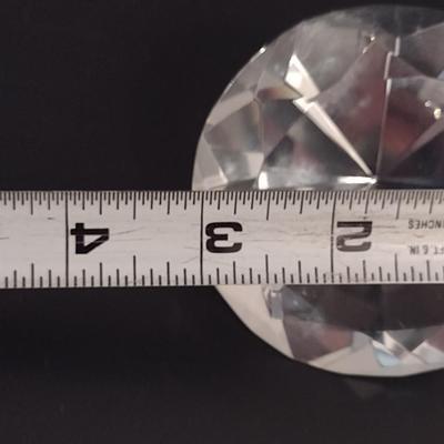 Diamond Shaped Glass Paperweight- Approx 3" in Diameter