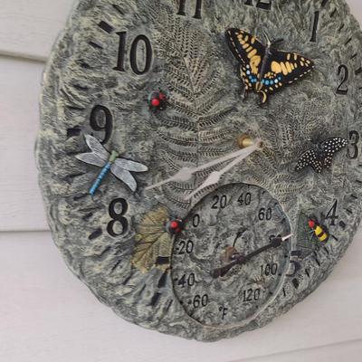 Composite Butterfly Design Clock Thermometer