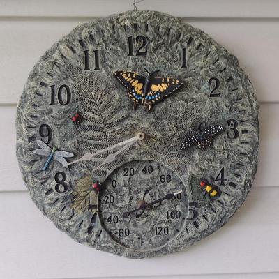 Composite Butterfly Design Clock Thermometer