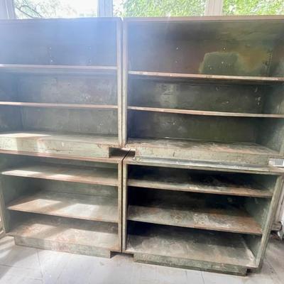 Sale Photo Thumbnail #2133: Each measures 73" tall x 45" wide x 15" deep. These cool shelves are heavy and possibly attached.