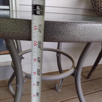 Metal and Etched Glass Side Table- Approx 26" in Diameter