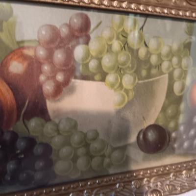 ANTIQUE PICTURE "IMPORTED FRUIT" COPYRIGHT 1896 IN A GORGEOUS ANTIQUE FRAME