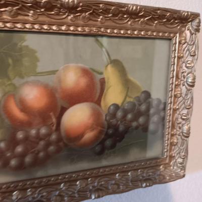 ANTIQUE PICTURE "IMPORTED FRUIT" COPYRIGHT 1896 IN A GORGEOUS ANTIQUE FRAME