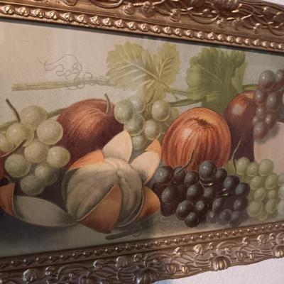 ANTIQUE PICTURE "IMPORTED FRUIT" COPYRIGHT 1896 IN A GORGEOUS ANTIQUE FRAME
