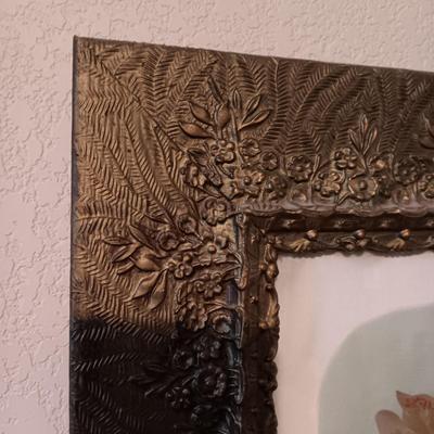 ANTIQUE PICTURE "A DELIGHT FOR HEART AND EVE" IN AN ANTIQUE FRAME