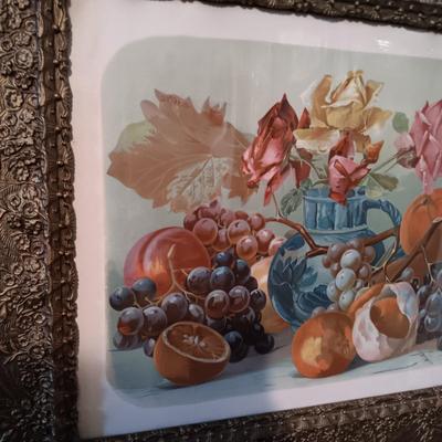 ANTIQUE PICTURE "A DELIGHT FOR HEART AND EVE" IN AN ANTIQUE FRAME