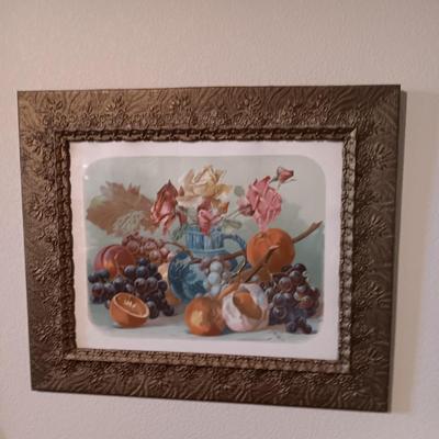 ANTIQUE PICTURE "A DELIGHT FOR HEART AND EVE" IN AN ANTIQUE FRAME