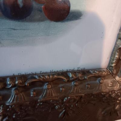 ANTIQUE PICTURE "A DELIGHT FOR HEART AND EVE" IN AN ANTIQUE FRAME