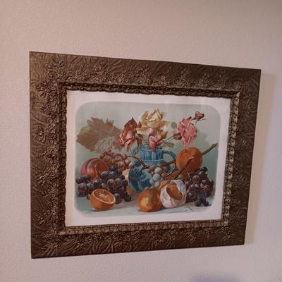 ANTIQUE PICTURE "A DELIGHT FOR HEART AND EVE" IN AN ANTIQUE FRAME