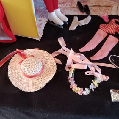 VINTAGE SKIPPER AND HER FRIEND WITH CLOTHES, ACCESSORIES AND A CARRY BOX