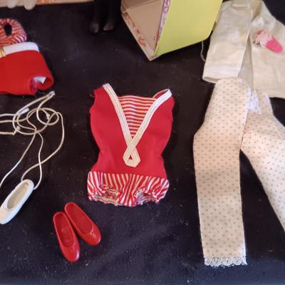 VINTAGE SKIPPER AND HER FRIEND WITH CLOTHES, ACCESSORIES AND A CARRY BOX