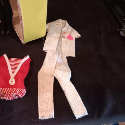 VINTAGE SKIPPER AND HER FRIEND WITH CLOTHES, ACCESSORIES AND A CARRY BOX