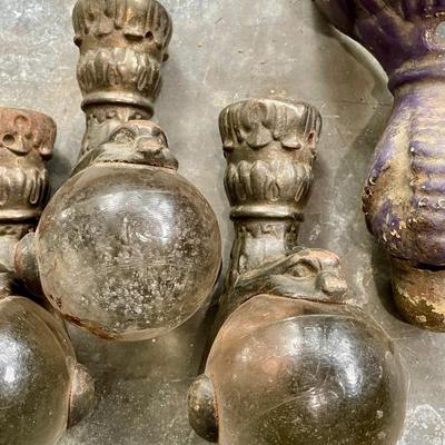 Sale Photo Thumbnail #2198: Four are matching and the fifth is purple cast iron.
