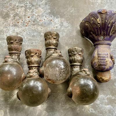 Sale Photo Thumbnail #2196: Four are matching and the fifth is purple cast iron.