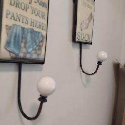 Pair of Laundry Room Decor Wall Hooks